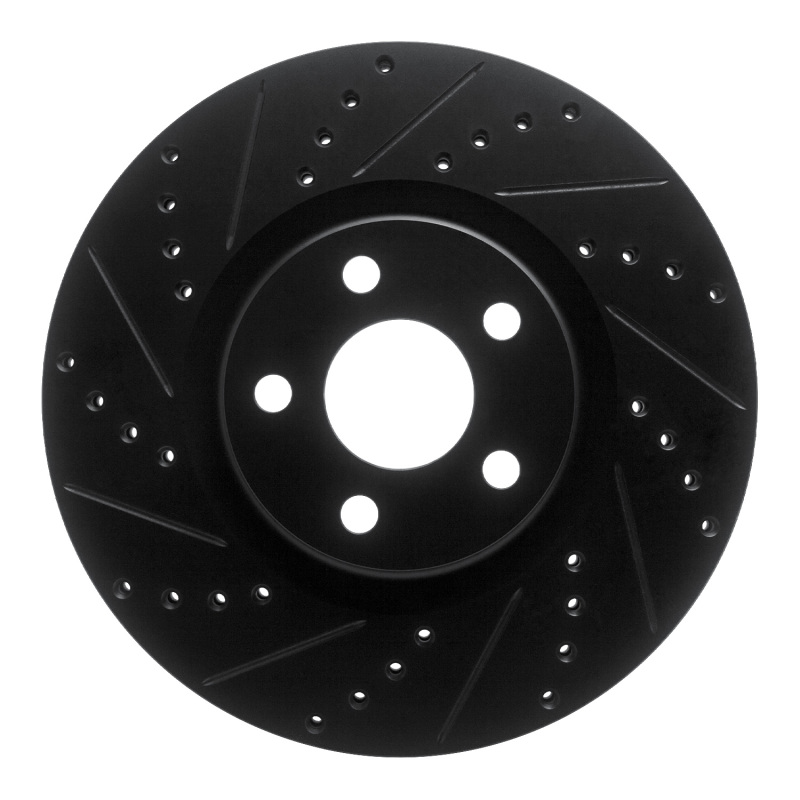 Lincoln MKZ Brake Rotor (1) - Front Left - R1 Concepts - Drilled & Slotted - Black - `17-`20